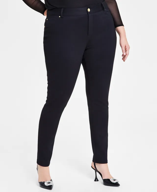 I.n.c. International Concepts Women's Pull-On Ponte Lace-Up-Cuff Skinny  Pants, Created for Macy's