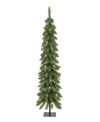 Puleo 4' Pre-Lit Artificial Alpine Pencil Tree