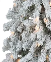 Puleo 6' Pre-Lit Flocked Alpine Artificial Tree