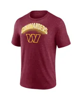 Men's Fanatics Heathered Burgundy Washington Commanders End Around Tri-Blend T-shirt