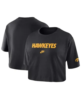 Women's Nike Black Iowa Hawkeyes Wordmark Cropped T-shirt