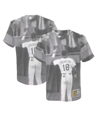 Big Boys Mitchell & Ness Darryl Strawberry White New York Mets Sublimated Player T-shirt