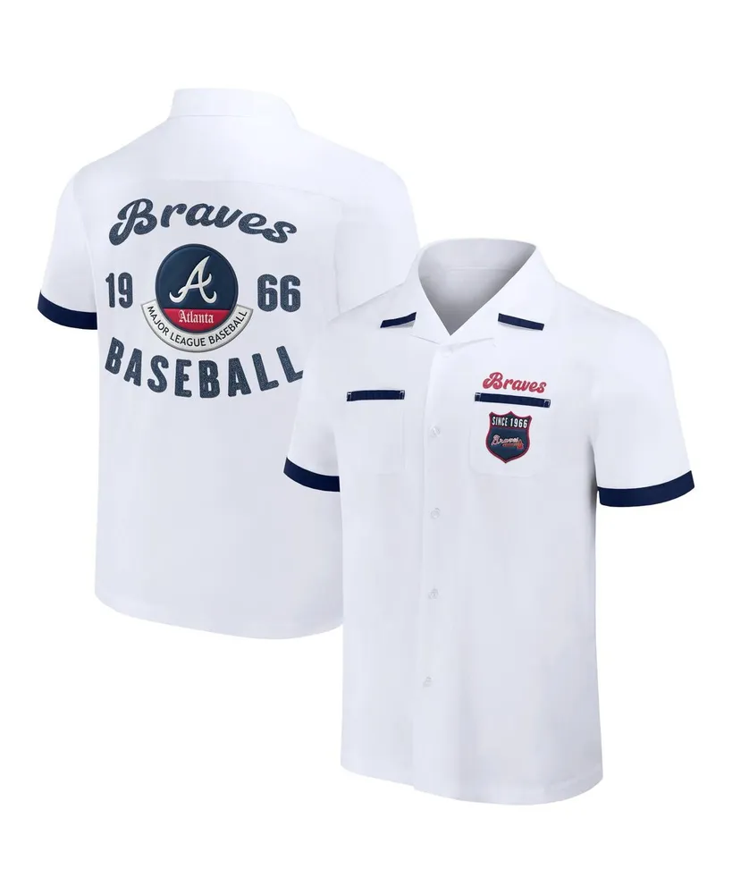 Men's Darius Rucker Collection by Fanatics White Atlanta Braves Bowling Button-Up Shirt