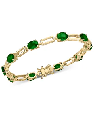 Emerald (8-1/2 ct. t.w.) & White Sapphire (3/8 tw.) Link Bracelet Gold-Plated Sterling Silver (Also Ruby Sapphire)