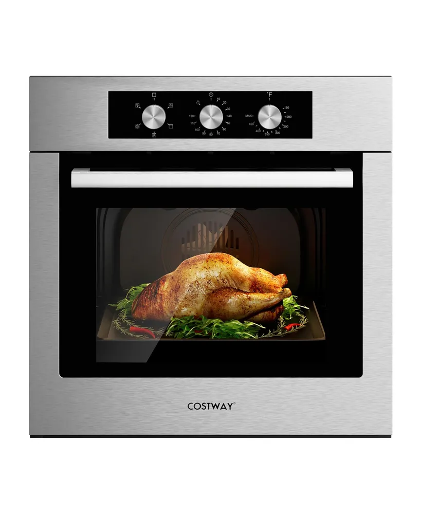 Costway 24'' Single Wall Oven 2.47Cu.ft Built-in Electric Oven 2300W w/ 5 Cooking Modes