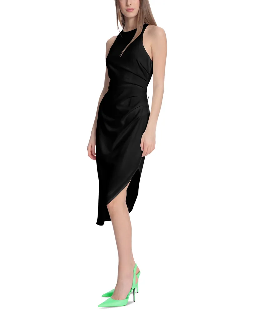 Donna Morgan Women's Side-Ruched Asymmetric Midi Dress