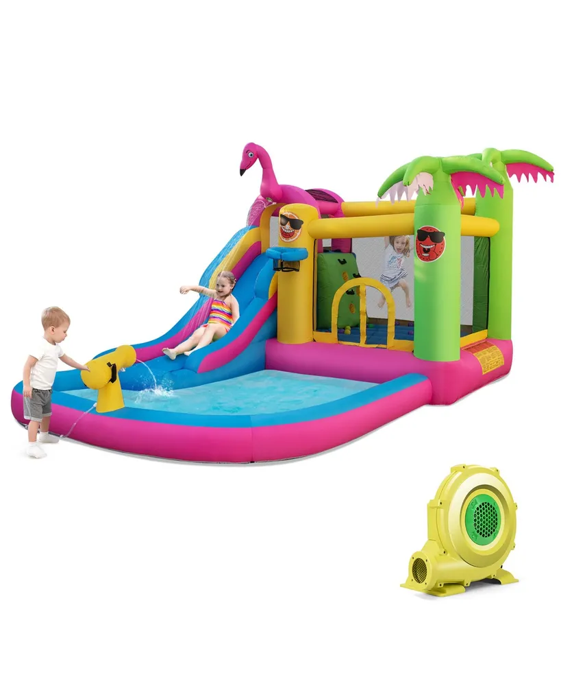 Tropical Inflatable Bounce Castle for Backyard, Ocean Ball & 735W Blower Include