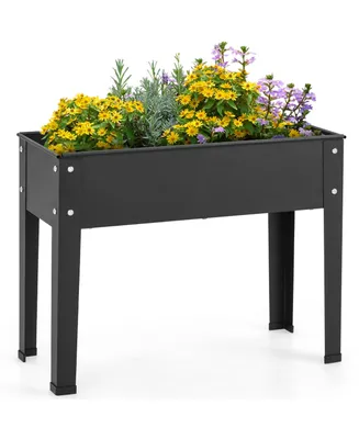 Costway 24'' Raised Garden Bed with Legs Metal Elevated Planter Box Drainage Hole Backyard