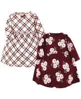 Hudson Baby Baby Girls Hudson Cotton Dresses, Red Burgundy Floral