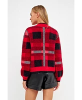 English Factory Women's Check Cardigan Sweater