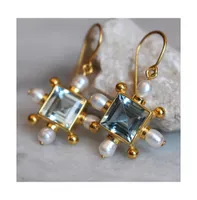 Blue Topaz Cross Earrings