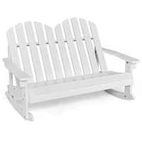 Costway 2 Person Kid Adirondack Rocking Chair Outdoor Backrest Armrest Solid Wood