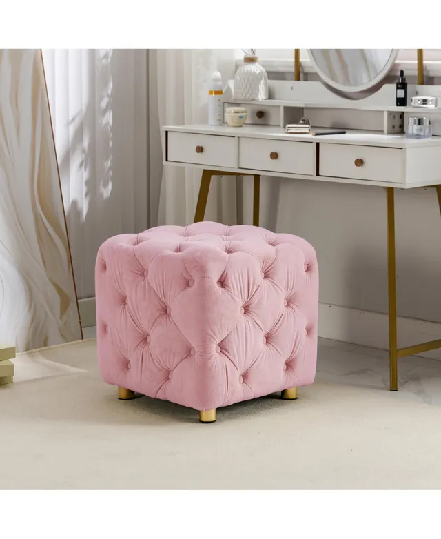 viewcare Pink Ottoman Foot Stool, Small Ottoman Foot Rest, Velvet Soft  Footrest Ottoman with Wood Legs, Sofa Footrest Extra Seating for Living  Room