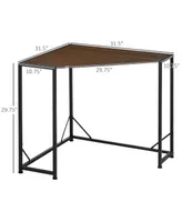 Homcom Small Corner Desk Triangle Vanity Table Computer Desk Dark Walnut