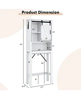 Costway Over the Toilet Bathroom Storage Cabinet with Sliding Barn Door & Adjustable Shelf