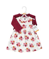 Hudson Baby Toddler Girls Cotton Dress and Cardigan 2pc Set