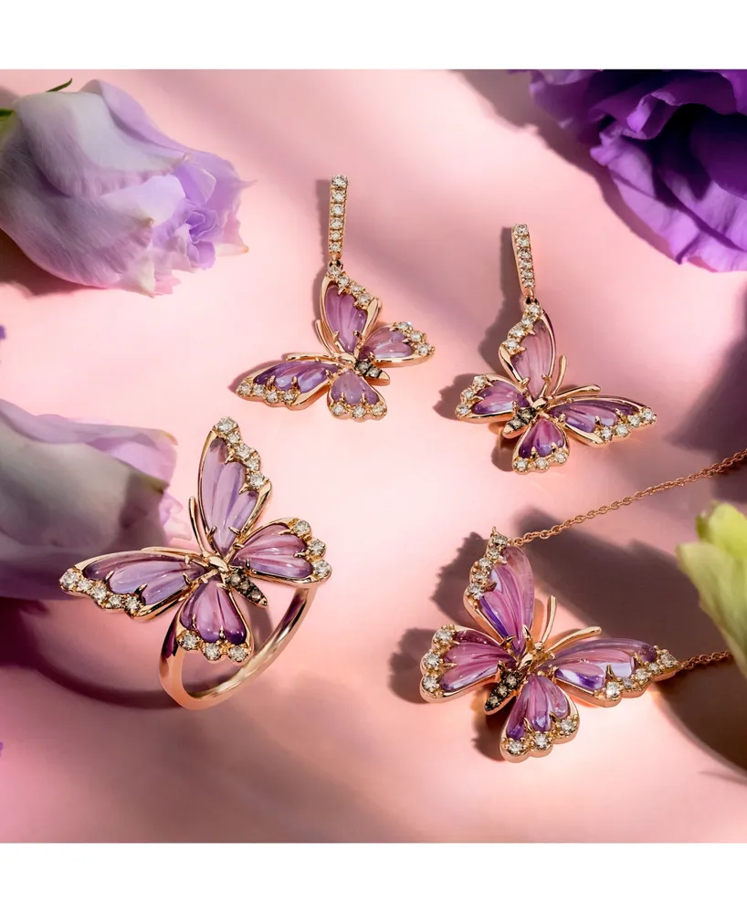 Le Vian Grape Amethyst (2-7/8 ct. t.w.) & Diamond (1/4 ct. t.w.) Butterfly Pendant Necklace in 14k Rose Gold, 18" + 2" extender