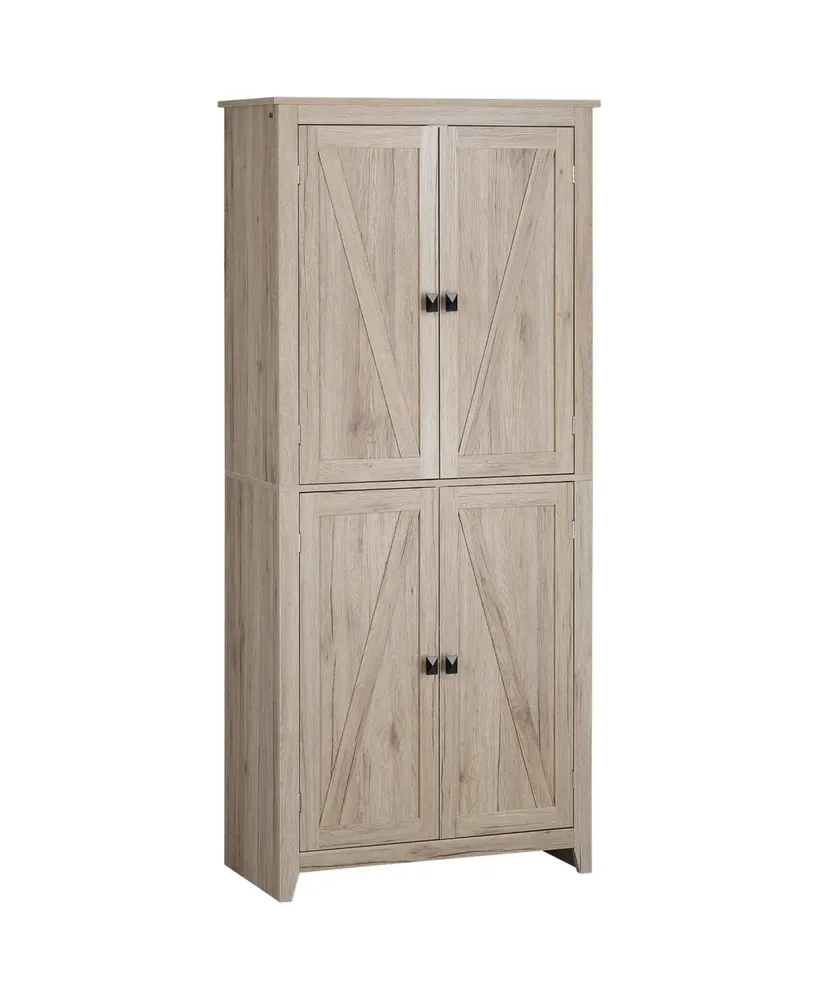 Homcom 72" Freestanding 4-Door Kitchen Pantry, Storage Cabinet Organizer with 4-Tiers, and Adjustable Shelves