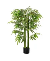 Homcom 4.5FT Artificial Bamboo Tree, Faux Decorative Plant in Nursery Pot for Indoor or Outdoor Decor