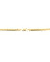 Polished & Beveled Herringbone Link 22" Chain Necklace 18k Gold-Plated Sterling Silver & Sterling