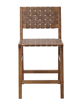 Ink+Ivy Oslo 24" High Faux Leather Woven Counter Stool
