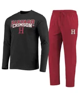 Men's Concepts Sport Crimson, Heathered Charcoal Harvard Crimson Meter Long Sleeve T-shirt and Pants Sleep Set