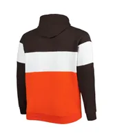 Men's New Era Brown, Orange Cleveland Browns Big and Tall Current Team Colorblock Fleece Raglan Pullover Hoodie