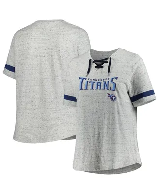 Women's Heather Gray Tennessee Titans Plus Lace-Up V-Neck T-shirt