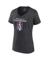 Women's Fanatics Heathered Charcoal Colorado Avalanche 2022 Stanley Cup Champions Plus Locker Room T-shirt