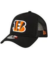 Men's New Era Black Cincinnati Bengals A-Frame Trucker 9FORTY Adjustable Hat