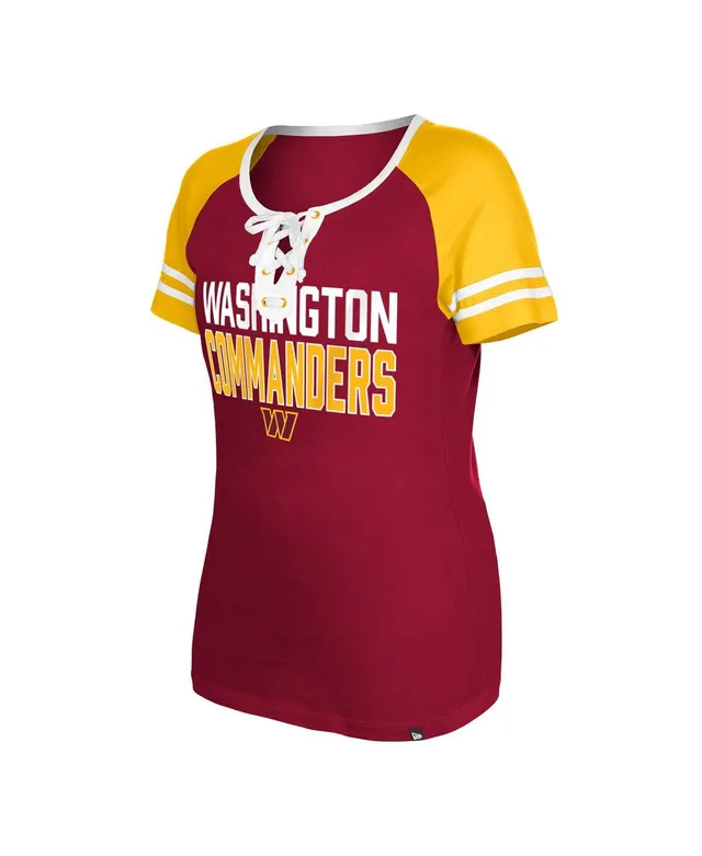 Women's New Era Burgundy Washington Commanders Athletic Varsity Lightweight Lace-Up Long Sleeve T-Shirt Size: Extra Small