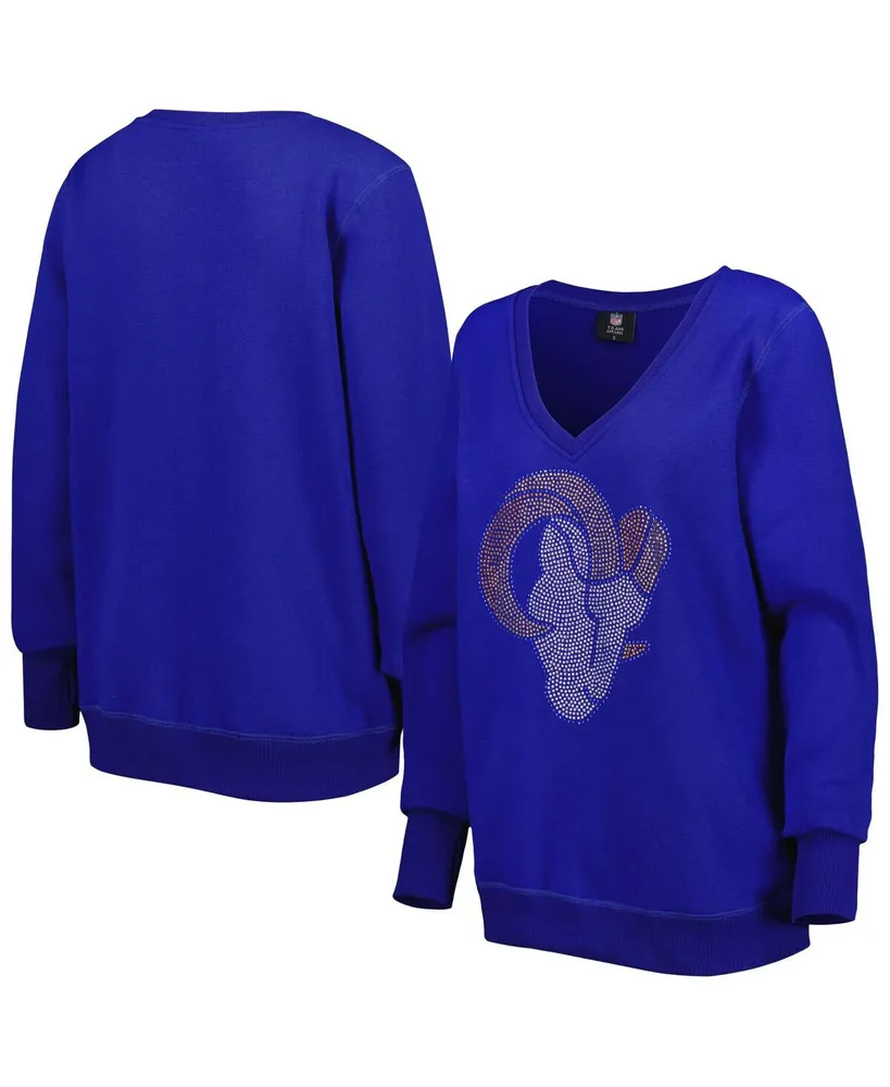 Women's Cuce Royal Los Angeles Rams Deep V-Neck Pullover Sweatshirt