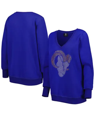 Women's Cuce Royal Los Angeles Rams Deep V-Neck Pullover Sweatshirt