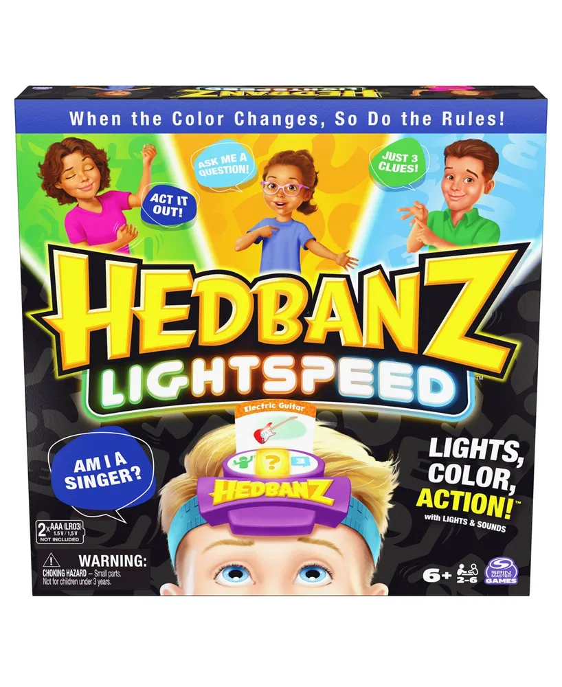 Spin Master Toys & Games Hedbanz Lightspeed Game with Lights Sounds Family Games Games for Family Game Night Kids Games Card Games for Families Kids A
