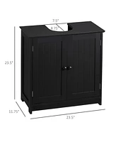 Homcom Under Sink Bathroom Cabinet with 2 Doors and Shelf, Pedestal Sink Bathroom Vanity Cabinet, Black