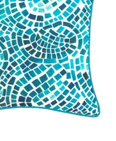 Nybg Indoor, Outdoor Mosaic Tile Embroidered Decorative Pillow, 20" x 20"