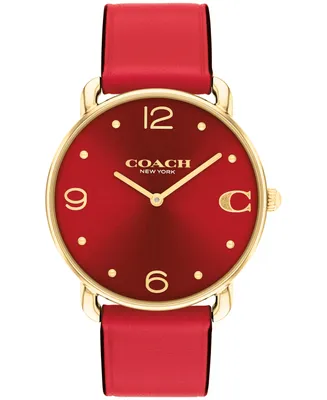 Coach Women's Elliot Red Leather Strap Watch 36mm