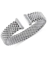 Diamond Ends Mesh Cuff Bracelet (1/2 ct. t.w.) in Sterling Silver