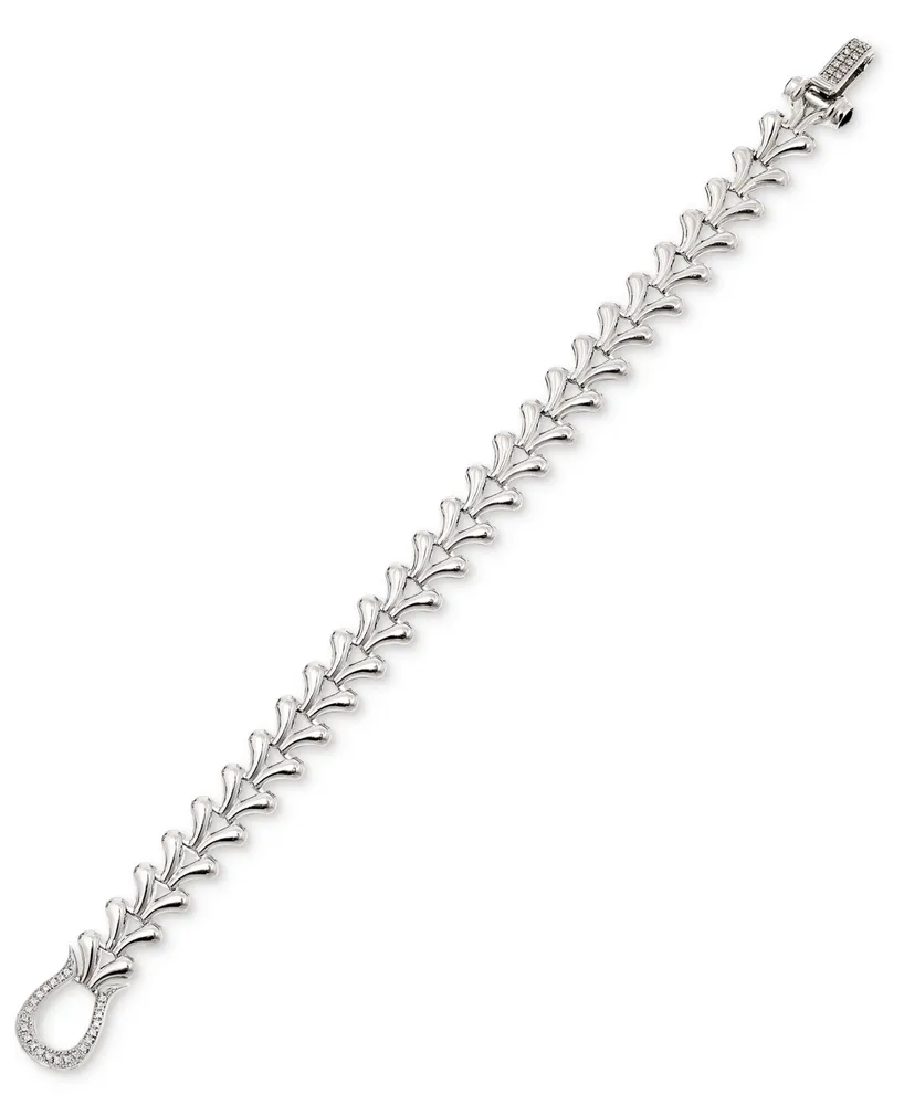 Diamond Horseshoe Heart Link Bracelet (1/4 ct. t.w.) in Sterling Silver