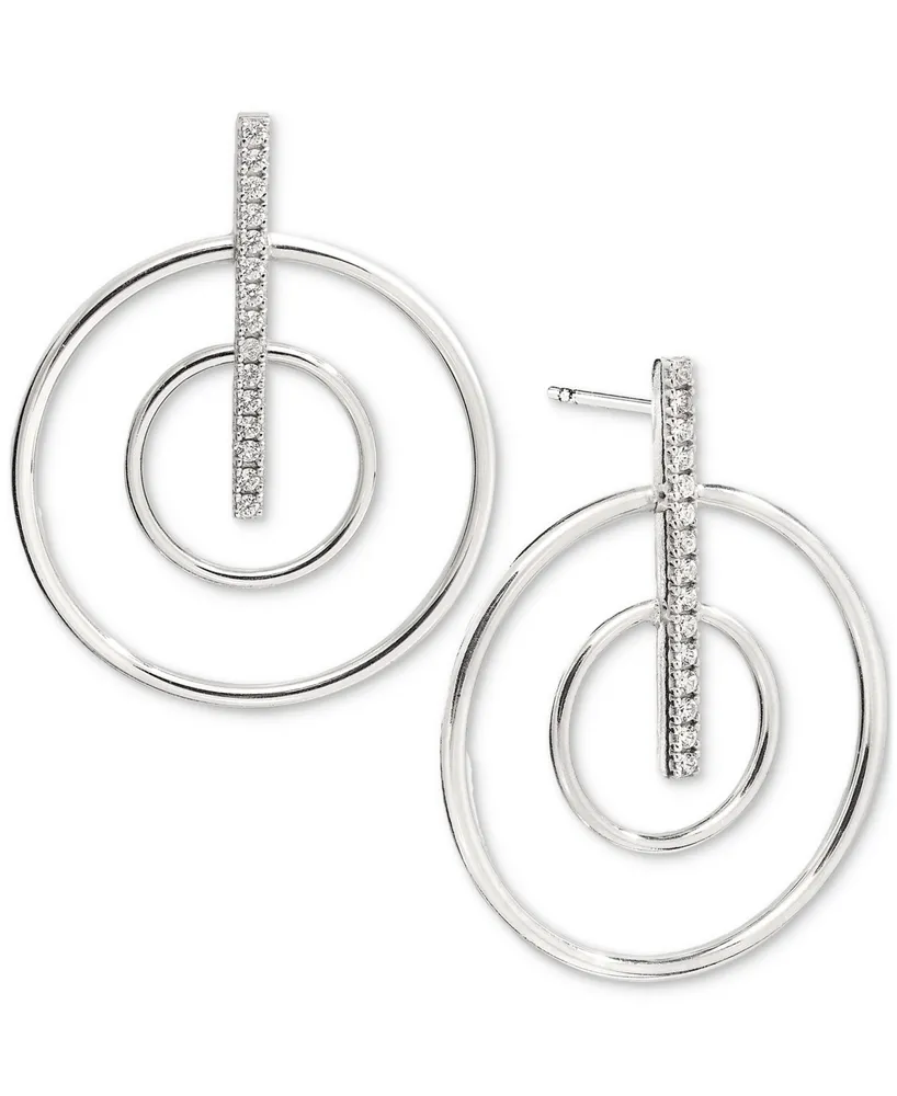 Diamond Circle Drop Earrings (1/4 ct. t.w.) in Sterling Silver