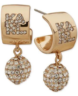 Karl Lagerfeld Paris Women's Gold-Tone Crystal Karl Ball Drop Earrings