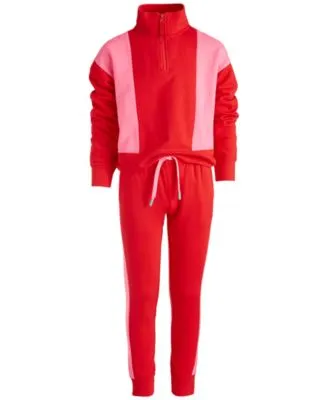 Id Ideology Big Girls Colorblocked Quarter Zip Long Sleeve Hoodie Colorblocked Sweatpants Created For Macys