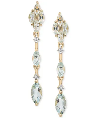 Sky Blue Topaz (2-1/6 ct. tw.) & Diamond (1/20 ct. tw.) Drop Earrings in 14k Gold