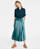 On 34th Women's Velvet Pleated Midi Skirt, Created for Macy's