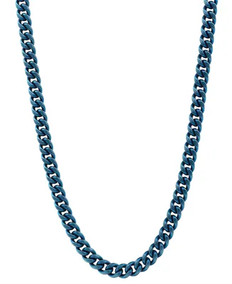 Blackjack Men's Miami Cuban Link 24" Chain Necklace in Blue Ion-Plated Stainless Steel