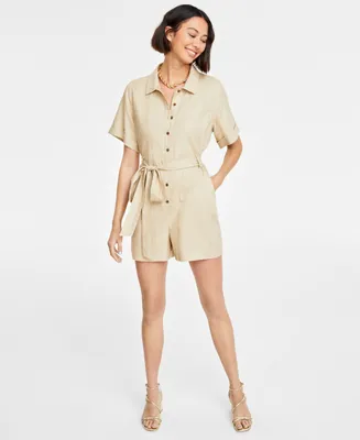 On 34th Women's Collared Short-Sleeve Romper, Created for Macy's