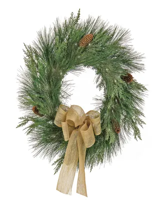 National Tree Company 22" Hgtv Home Collection Pre-Lit Tie Cedar Wreath