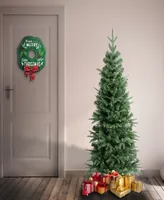 National Tree Company 4.5 ft.Feel-Real Duxbury Light Green Slim Mixed Hinged Tree