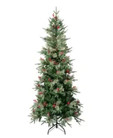 National Tree Company 6' Feel-Real Virginia Pine Mixed Hinged Tree, 60 Berries 60 Pinecones