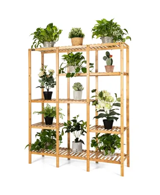 Multifunctional Bamboo Shelf Storage Organizer Rack Plant Stand Display Closet